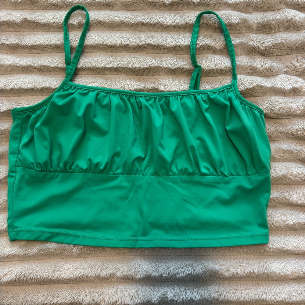 H&M Green Ruched Crop Tank Top